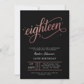 Invitation Elegant Rose Gold Eighteen 18th Birthday  (Devant)
