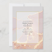 Invitation Élégant Rose Gold et Blush Mariage d'encre d'alcoo (Devant)