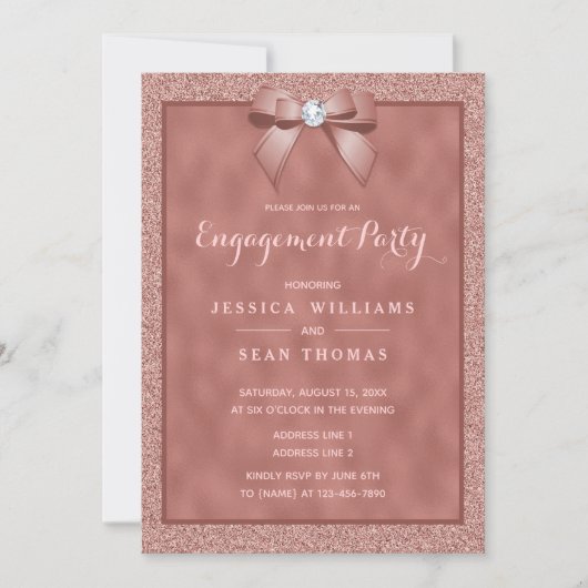Invitation Elégant Rose Gold et élégant Fiançailles Parties s (Devant)