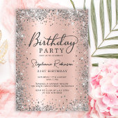 Invitation Elégant Rose Gold et Silver Parties scintillant 21