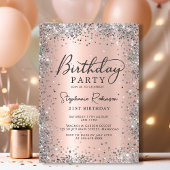 Invitation Elégant Rose Gold et Silver Parties scintillant 21
