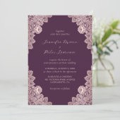 Invitation Élégant Rose Gold et violet Mariage (Debout devant)