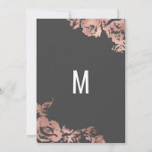 Invitation Élégant Rose Gold Floral Dark Grey Mariage (Dos)