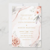 Invitation Élégant Rose Gold Floral Nuestra Boda (Devant)