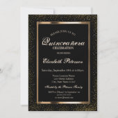 Invitation Elégant Rose Gold Frame Confetti Quinceañera (Devant)
