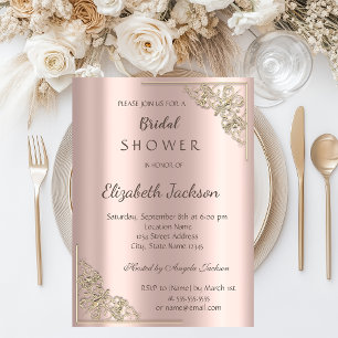 Invitation Elegant Rose Gold Frame  Gold Fête des mariées