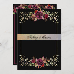 Invitation Elégant Rose  Gold Frame Mariage