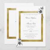 Invitation Élégant Rose Gold Frame Script Mariage de Noël (Devant / Derrière)