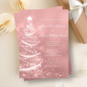 Invitation Élégant Rose Gold Glam Mariage de Noël