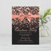 Invitation Elegant Rose Gold Glam Red Bow Christmas Party (Debout devant)