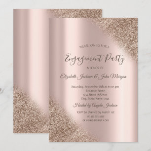 Invitation Élégant rose gold glitter ombre Engagement