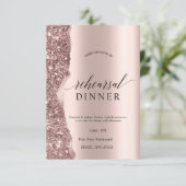 Invitation Elegant Rose Gold Glitter Script  (Debout devant)