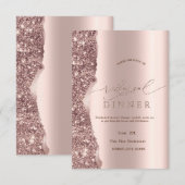 Invitation Elegant Rose Gold Glitter Script  (Devant / Derrière)