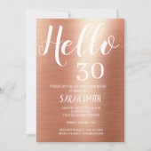 Invitation Elégant Rose Gold Hello 30 Anniversaire (Devant)
