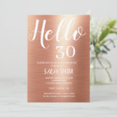 Invitation Elégant Rose Gold Hello 30 Anniversaire (Debout devant)