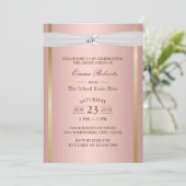 Invitation Élégant Rose Gold Ivory Ribbon (Debout devant)