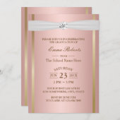 Invitation Élégant Rose Gold Ivory Ribbon (Devant / Derrière)