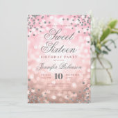Invitation Elégant Rose Gold Lights Silver Photo Sweet 16 (Debout devant)