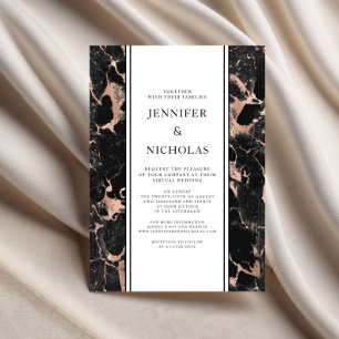 Invitation Élégant Rose Gold Marble Mariage virtuel