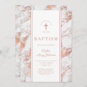 Invitation Élégant Rose Gold & Marbre blanc Virtual Mariage I (Devant / Derrière)