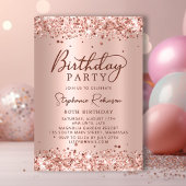 Invitation Elégant Rose Gold Metal Foil Parties scintillant 8