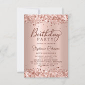 Invitation Elégant Rose Gold Metal Foil Parties scintillant 8 (Devant)