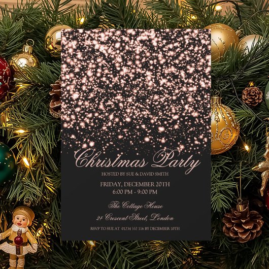 Invitation Elegant Rose Gold Midnight Glam Christmas Party
