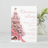 Invitation Élégant Rose Gold Noël Arbre Bow vacances (Debout devant)