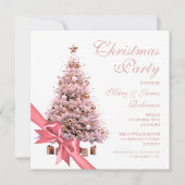 Invitation Élégant Rose Gold Noël Arbre Bow vacances (Devant)