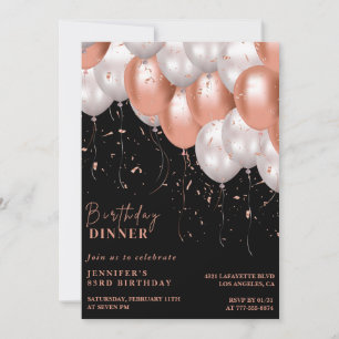 Invitation Élégant Rose gold noir Dîner 83e anniversaire