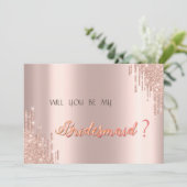 Invitation Elegant Rose Gold Pailletés Coulures (Debout devant)