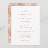 Invitation Élégant Rose Gold Parties scintillant Mariage (Devant / Derrière)