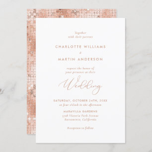 Invitation Élégant Rose Gold Parties scintillant Mariage