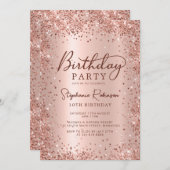 Invitation Elégant Rose Gold Parties scintillant métallique 1 (Devant / Derrière)