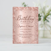 Invitation Elégant Rose Gold Parties scintillant métallique 1 (Debout devant)