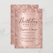 Invitation Elégant Rose Gold Parties scintillant métallique 1 (Devant / Derrière)