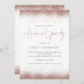 Invitation Élégant Rose Gold Parties scintillant Parti de ret (Devant / Derrière)