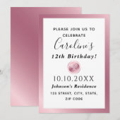 Invitation Élégant Rose Gold Rackets Girls Pink Party (Devant / Derrière)