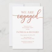 Invitation Élégant Rose Gold Script Engagement (Devant)