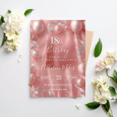Invitation Elegant Rose Gold & Silver Balloon 18th Birthday