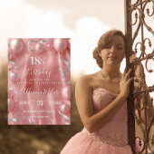 Invitation Elegant Rose Gold & Silver Balloon 18th Birthday