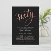 Invitation Elegant Rose Gold Sixtieth 60th Birthday (Debout devant)