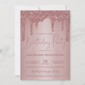 Invitation Elégant Rose Gold Sparkle Parties scintillant Driv (Devant)