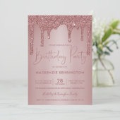 Invitation Elégant Rose Gold Sparkle Parties scintillant Driv (Debout devant)