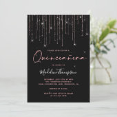Invitation Élégant Rose Gold Sparkling Quinceanera (Debout devant)