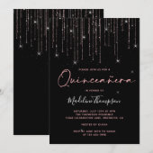 Invitation Élégant Rose Gold Sparkling Quinceanera (Devant / Derrière)