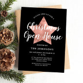 Invitation Élégant Rose Gold Star Noël Open House