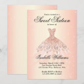 Invitation Élégant Rose Gold Sweet 16 Anniversaire (Devant / Derrière)