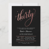 Invitation Elegant Rose Gold Thirtieth 30th Birthday (Devant)