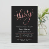 Invitation Elegant Rose Gold Thirtieth 30th Birthday (Debout devant)